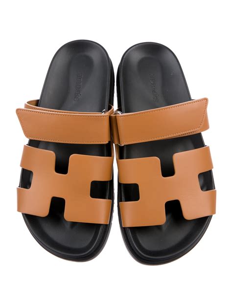 hermes tan leather sandals|Hermes slides for women.